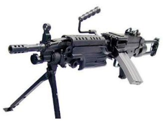 Picture of an Airsoft Machine Gun Classic Army M249 all black in color