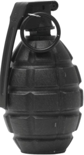 picture of an airsoft hand grenade all black shell covering