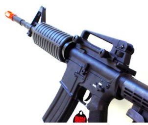 Photo of a full metal airsoft gun M4 rifle electric aeg all black in color